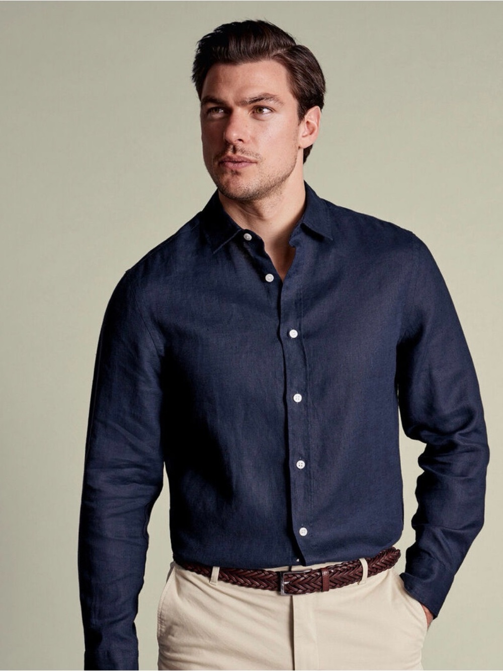 Charles Tyrwhitt Dark Blue Button Down Shirt - Extra Slim Fit